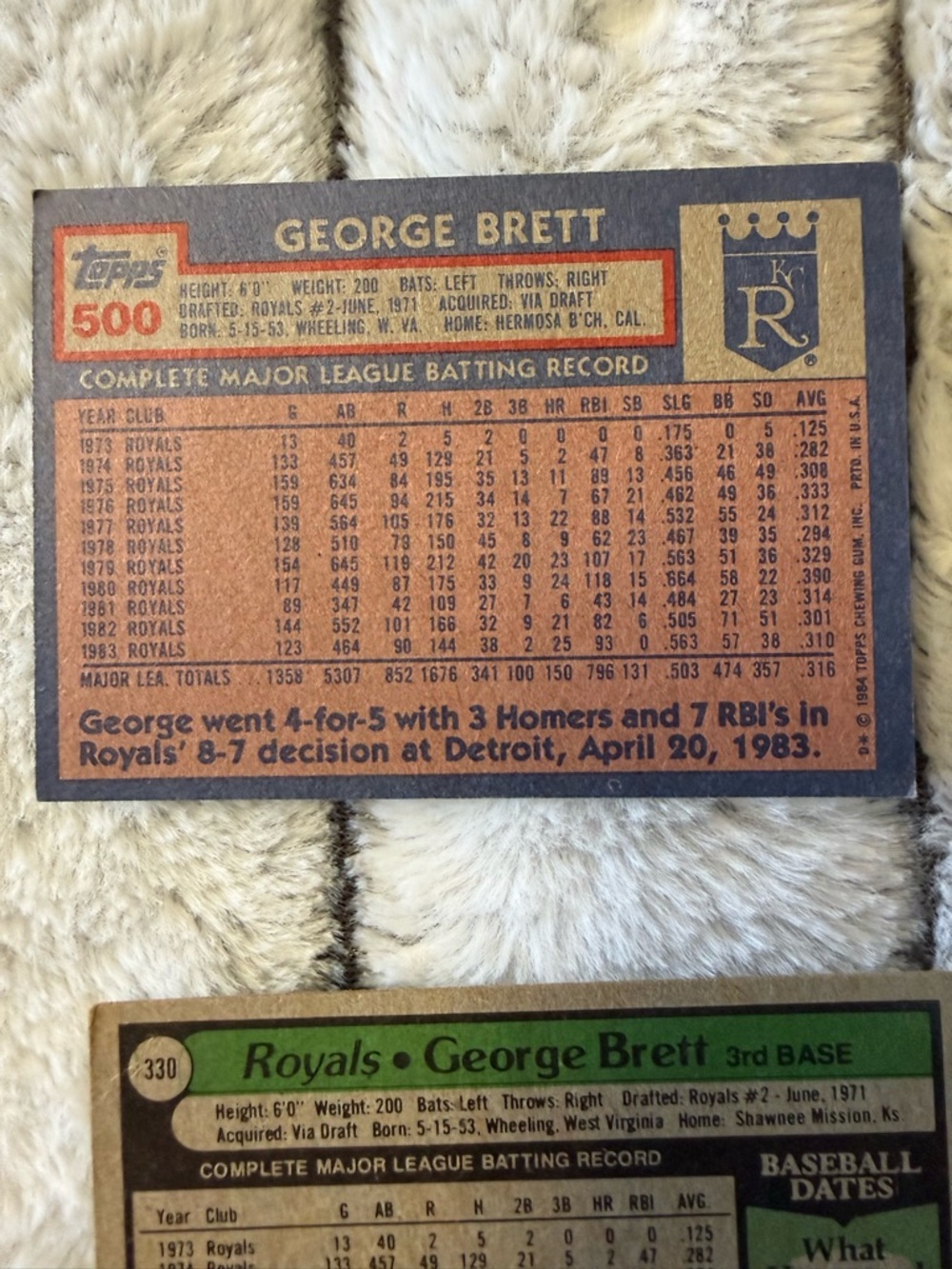 Topps George Brett Kansas City Royals Card - Blue/White - Picture 7 of 10